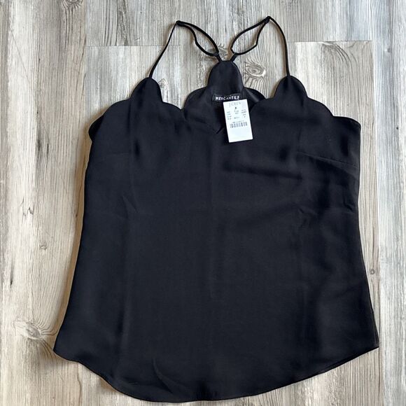 J. Crew Mercantile Scalloped Racerback Cami Tank Top Black Lined Size 2 - Picture 4 of 10